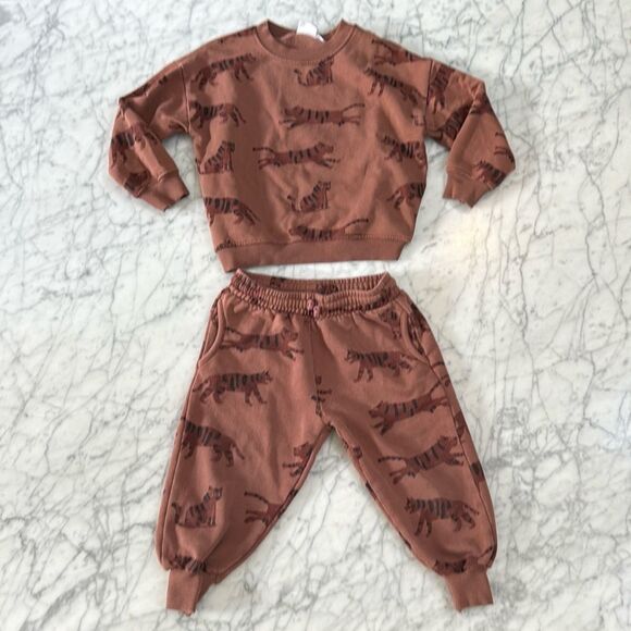 Zara Toddler Sweatsuit Tiger Set Sz 4/5 - Picture 1 of 7